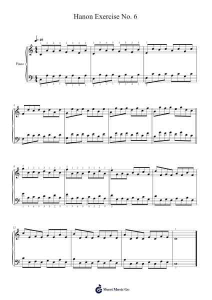 Hanon: The Virtuoso Pianist, Exercise No. 6 Sheet Music by Hanon-Arr.Croftsgreg