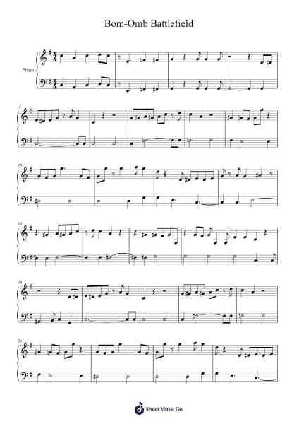 Bom-Omb Battlefield Sheet Music by Koji Kondo-Arr.Browneclaude Petmond