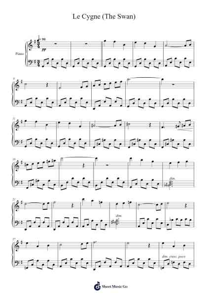 Le Cygne Sheet Music by Camille Saint-Saëns-Arr.Sainsgen Junebrowne