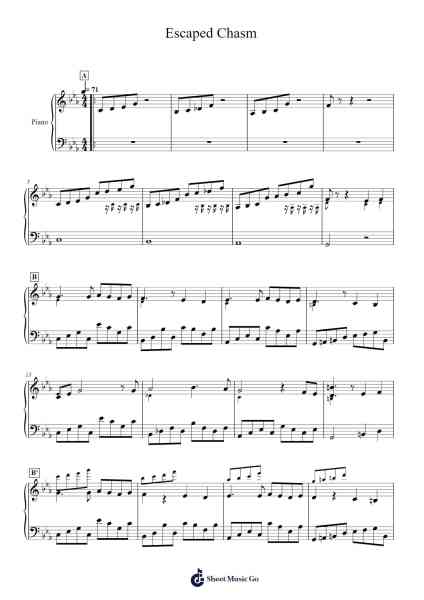 Escaped Chasm Sheet Music by Toby Fox-Arr.Vindred Swinglenn