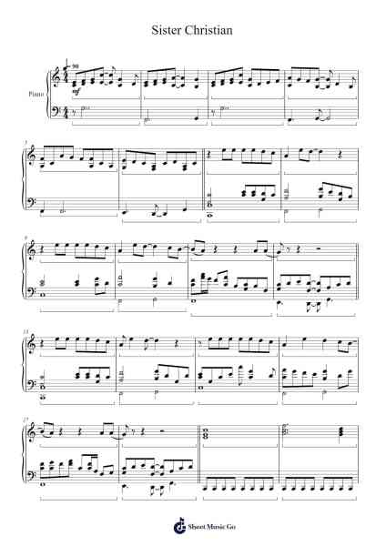 Sister Christian Sheet Music by Night Ranger-Arr.Bardries Popelroy