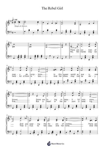 The Rebel Girl Sheet Music by Joe Hill-Arr.Manpiers