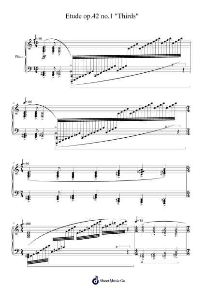 Etude op.42 no.1 "Thirds" Sheet Music by Einojuhani Rautavaara-Arr.Francespkins Vicpham