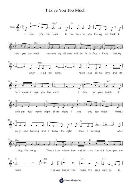 I Love You Too Much Sheet Music by Prilace Bosren-Arr.Faulkvy