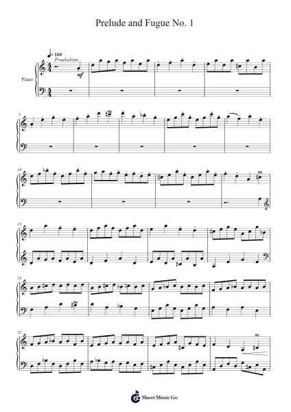 Prelude and Fugue - No. 1 (pno) 樂譜由 Arthur J. Fitzgerald - 編曲 Hason