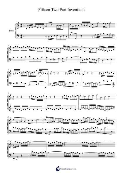 Fifteen Two Part Inventions Sheet Music by Johann Sebastian Bach-Arr.Cofvey Fieldmeo