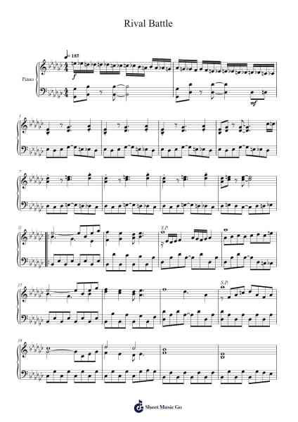 Rival Battle Sheet Music by Junichi Masuda/Go Ichinose/Morikazu Aoki-Arr.Thornnah