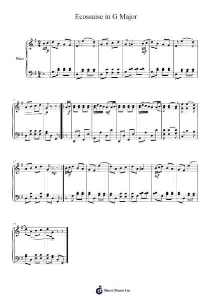 Ecossaise in G Major Musica per pianoforte di Ludwig van Beethoven - Arr.O'Cady Bobde
