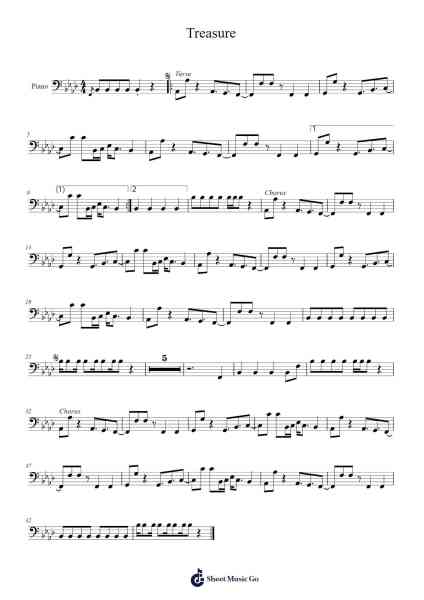 Treasure Sheet Music by Bruno Mars-Arr.Shellay