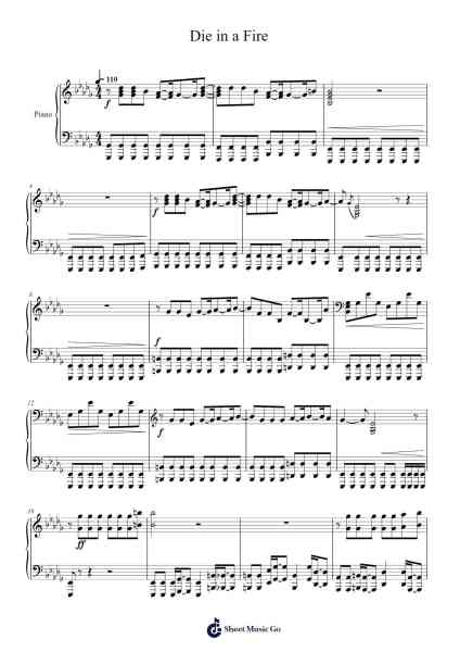 Die in a Fire Sheet Music by The Living Tombstone-Arr.Scottcy Bachfinn