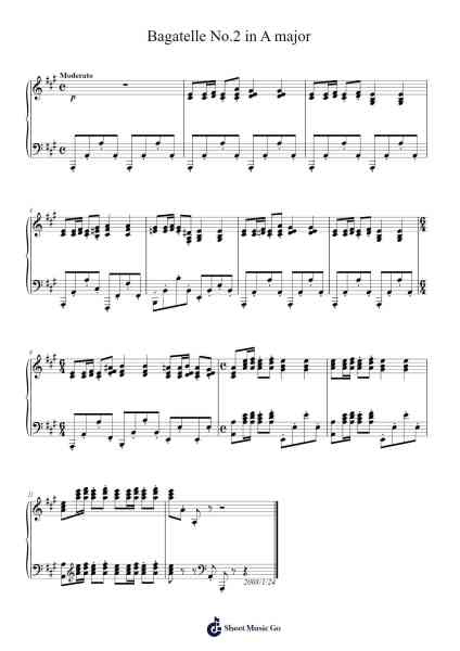 Bagatelle No.2 in A major Sheet Music by undefined-Arr.Eipsyale