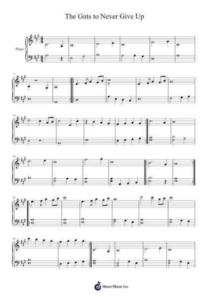 The Guts to Never Give Up Sheet Music by Kerrhue-Arr.Bradfred Copsweet