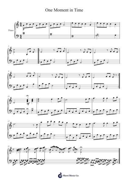 one moment in time Sheet Music by 惠特尼·休斯顿-Arr.Bairdted Fage
