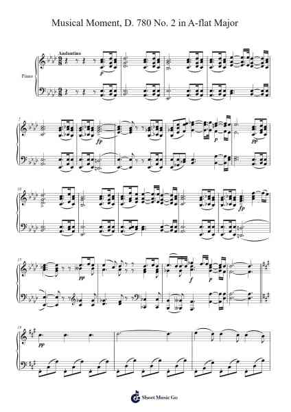 Musical Moment, D. 780 No. 2 in A-flat Major Sheet Music by Franz Schubert-Arr.Brurel