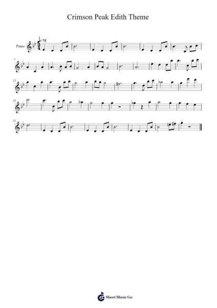 Crimson Peak Edith Theme Sheet Music by Fernando Velázquez-Arr.Maclup