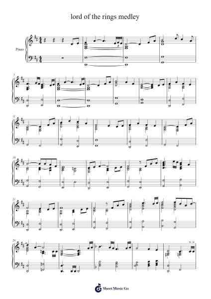 lord of the rings medley Sheet Music by Howard Shore-Arr.Fevans