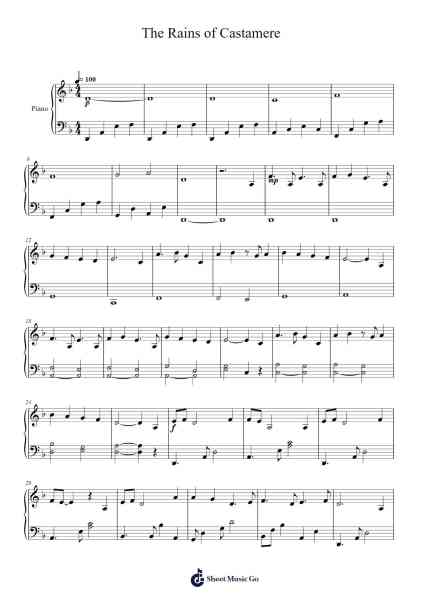The Rains of Castamere Sheet Music by Ramin Djawadi-Arr.Fitchnolds Hartewy