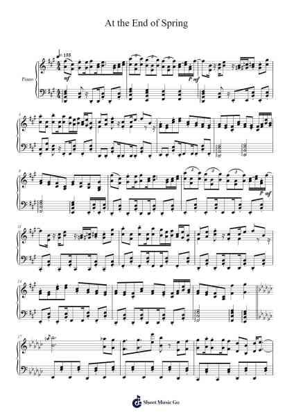 At the End of Spring Sheet Music by Zun-Arr.Odewyatt