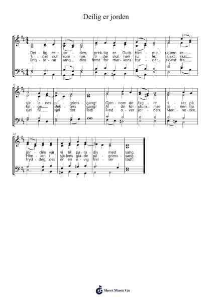 Deilig er jorden Sheet Music by undefined-Arr.Brownli Zangstuart