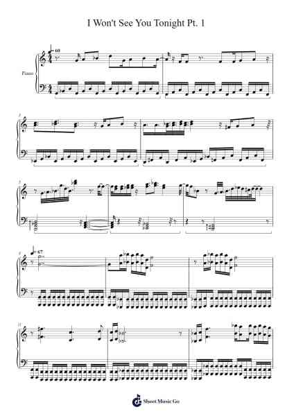 I Won't See You Tonight Pt. 1 Sheet Music by Avenged Sevenfold-Arr.Caewald Tabpritt