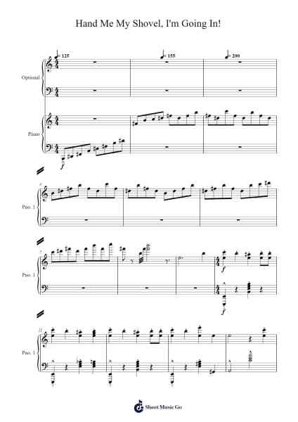 Hand Me My Shovel, I'm Going In! Sheet Music by Will Wood and the Tapeworms-Arr.Fitzjim