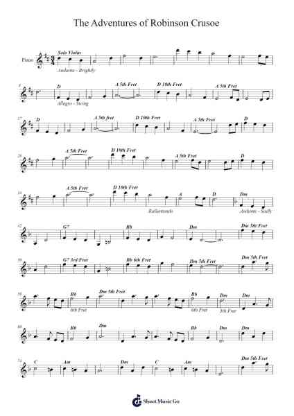 The Adventures of Robinson Crusoe TV Theme Sheet Music by Robert Mellin/Gian Piero Reverberi-Arr.Quinliet