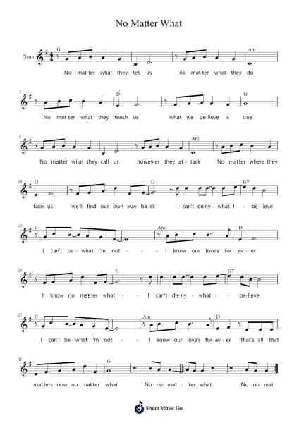 No Matter What Sheet Music by undefined-Arr.Cumwyatt