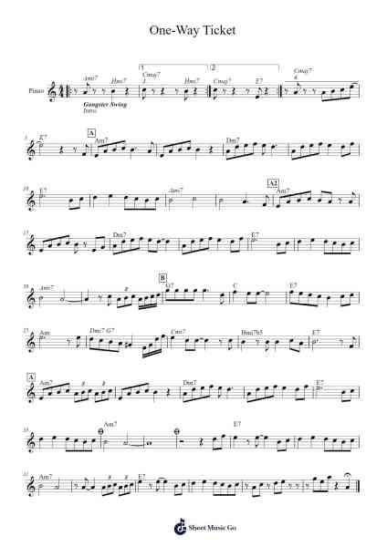 One-Way Ticket Sheet Music by Jack Keller/Hank Hunter-Arr.Jonric