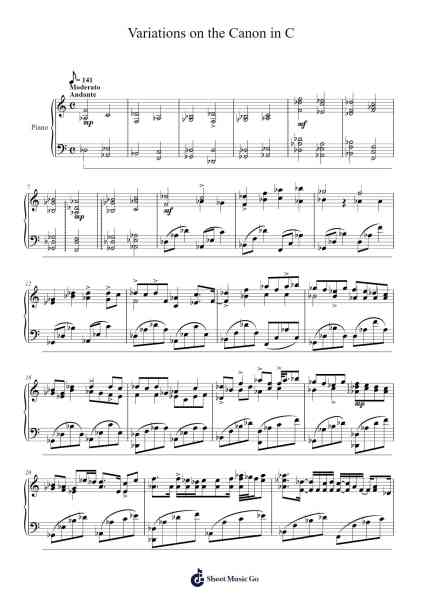 Variations on the Canon in C Sheet Music by George Winston-Arr.Adnest Fitzvin