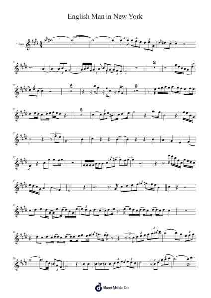 English Man in New York Sheet Music by Branford Marsalis-Arr.Blansid Pashaw