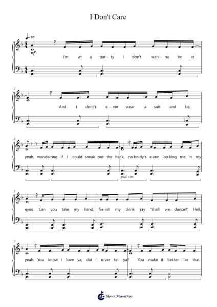 I Don't Care Sheet Music by undefined-Arr.Galepiers Vasa