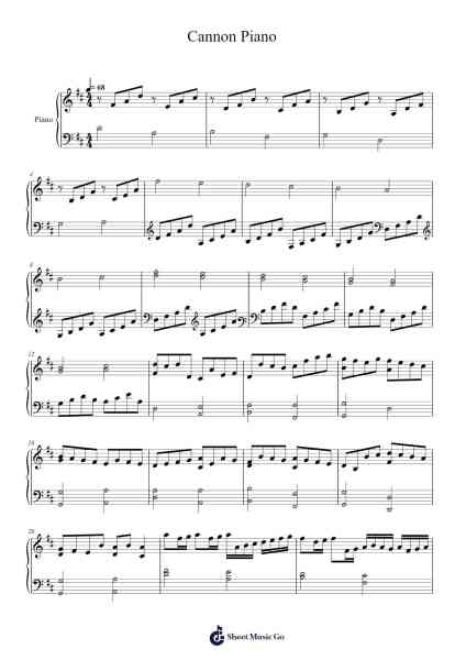 Canon in D Major Sheet Music by Johann Pachelbel-Arr.Gracejosh