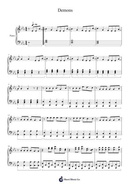 Demons Notenblatt von Imagine Dragons-Arr.Reedthey Zeway