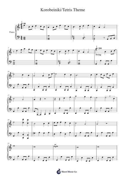 Korobeiniki/Tetris Theme Sheet Music by undefined-Arr.Temlouie Ramsjo
