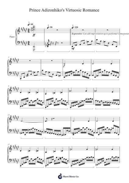Prince Adizonhiko's Virtuosic Romance Sheet Music by Prince Raden Adison Mahardhika Putra-Arr.Taypeare Rolius