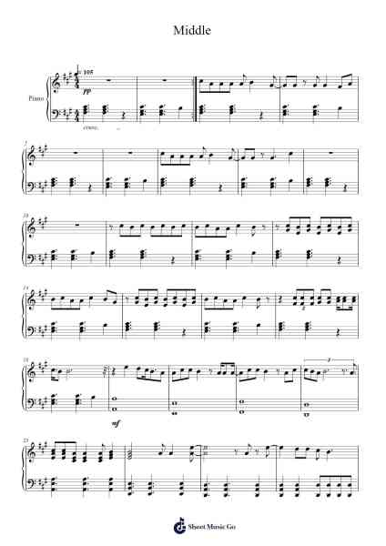 Middle Sheet Music by DJ Snake/Bipolar Sunshine-Arr.Kylenus Minruth