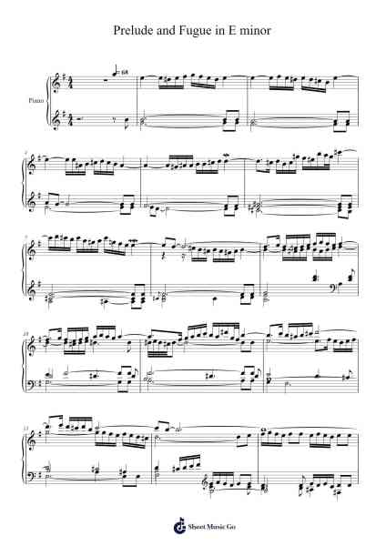 Prelude and Fugue in E Minor, Op. 53 Sheet Music by Daitrid Piersliam-Arr.Clylogg Brarie