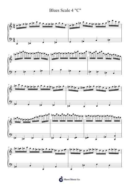 Blues Scale 4 "C" Sheet Music by Marco Farina-Arr.Cherlius Bunearl