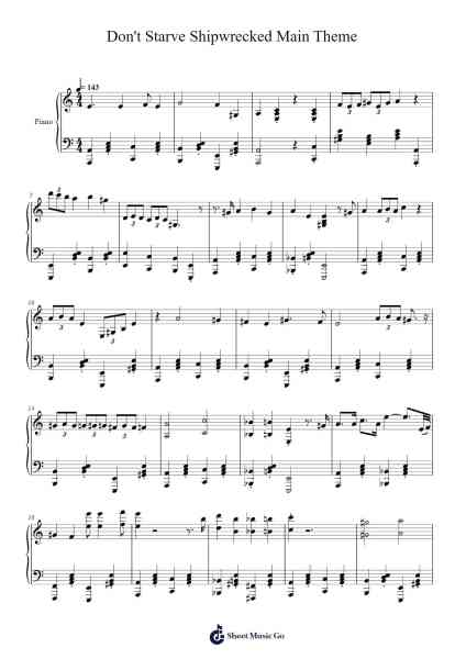 Don't Starve Shipwrecked Main Theme Sheet Music by Vince de Vera/Jason Garner-Arr.Hebart Timron