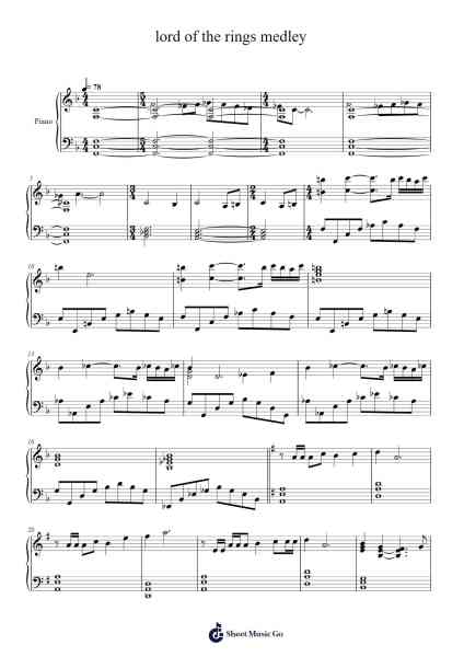 lord of the rings medley Sheet Music by Howard Shore-Arr.Gwenter Stedi