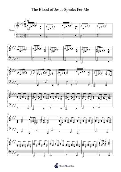 The Blood of Jesus Speaks For Me Sheet Music by David E. Moffitt/Travis Cottrell-Arr.Chloepole
