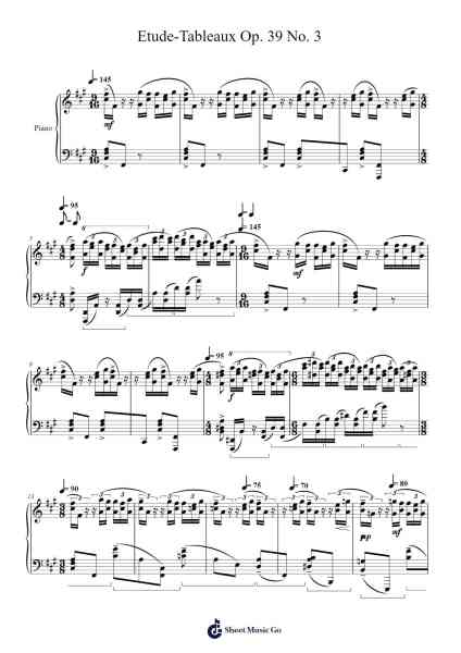 Etude-Tableaux in D Minor, Op. 39 No. 3 Sheet Music by Sergei Rachmaninoff-Arr.Dilfred Haro