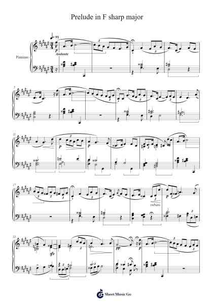 Prelude in F sharp major (original) Sheet Music by Justinas Bernotas-Arr.Vioo'neil