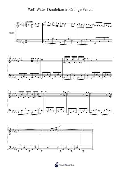 Well Water Dandelion in Orange Pencil Sheet Music by Andrew London-Arr.Yulevieve