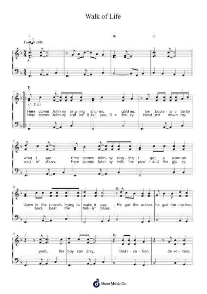 Walk of Life Sheet Music by Dire Straits-Arr.Simpdre