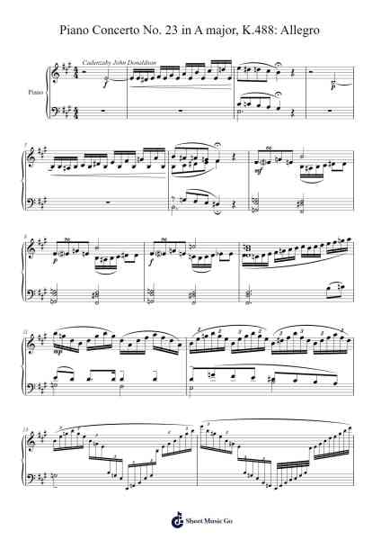 Piano Concerto No. 23 in A major, K.488: Allegro Sheet Music by Wolfgang Amadeus Mozart-Arr.Beroll