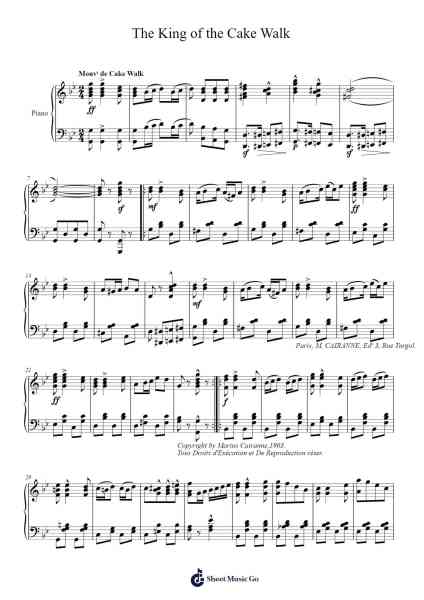 The King of the Cake Walk, 1903 樂譜由 Marius CAIRANNE - 編曲 Cookien Dolckens