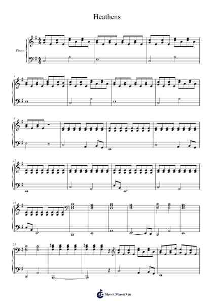 Heathens Sheet Music by Maja Jabłońska-Arr.Lambken Bespag