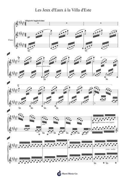 Les Jeux d'Eaux à la Villa d'Este Sheet Music by Franz Liszt-Arr.Bingpiers Georlance
