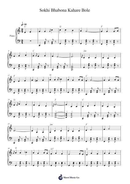 Sokhi Bhabona Kahare Bole Sheet Music by Rabindranath Tagore-Arr.Bardthea Faylotte